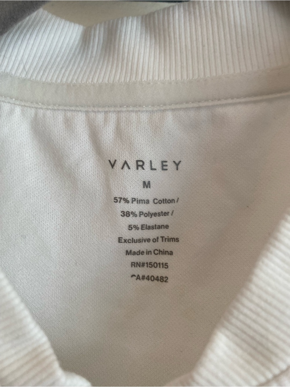 Varley White Ribbed-Collar Logo Tee - Picture 3 of 5